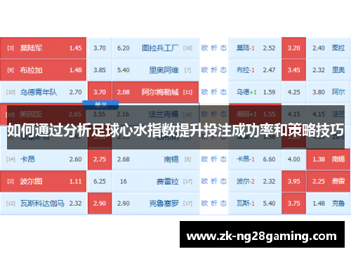如何通过分析足球心水指数提升投注成功率和策略技巧
