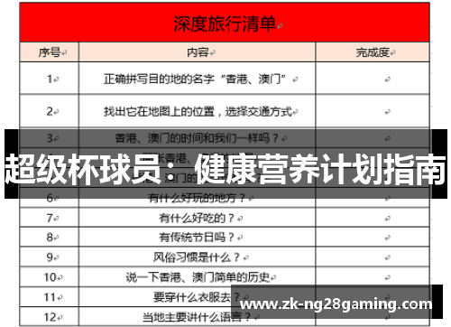超级杯球员：健康营养计划指南