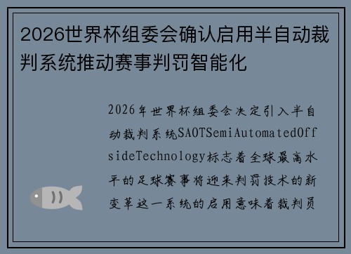2026世界杯组委会确认启用半自动裁判系统推动赛事判罚智能化